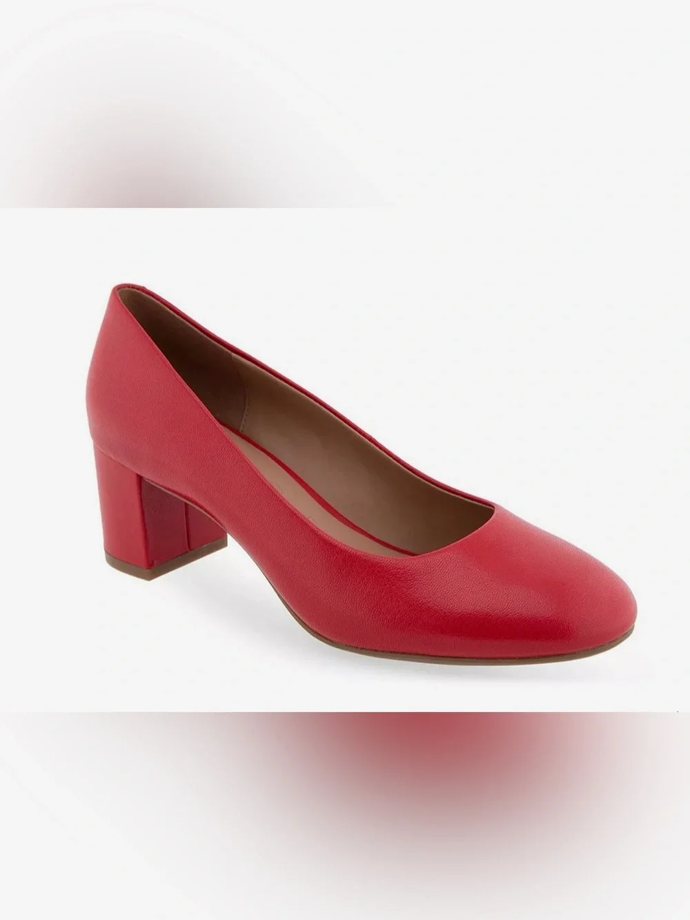 AEROSOLES Racing Red Leather Ebel Mid Heel Pump